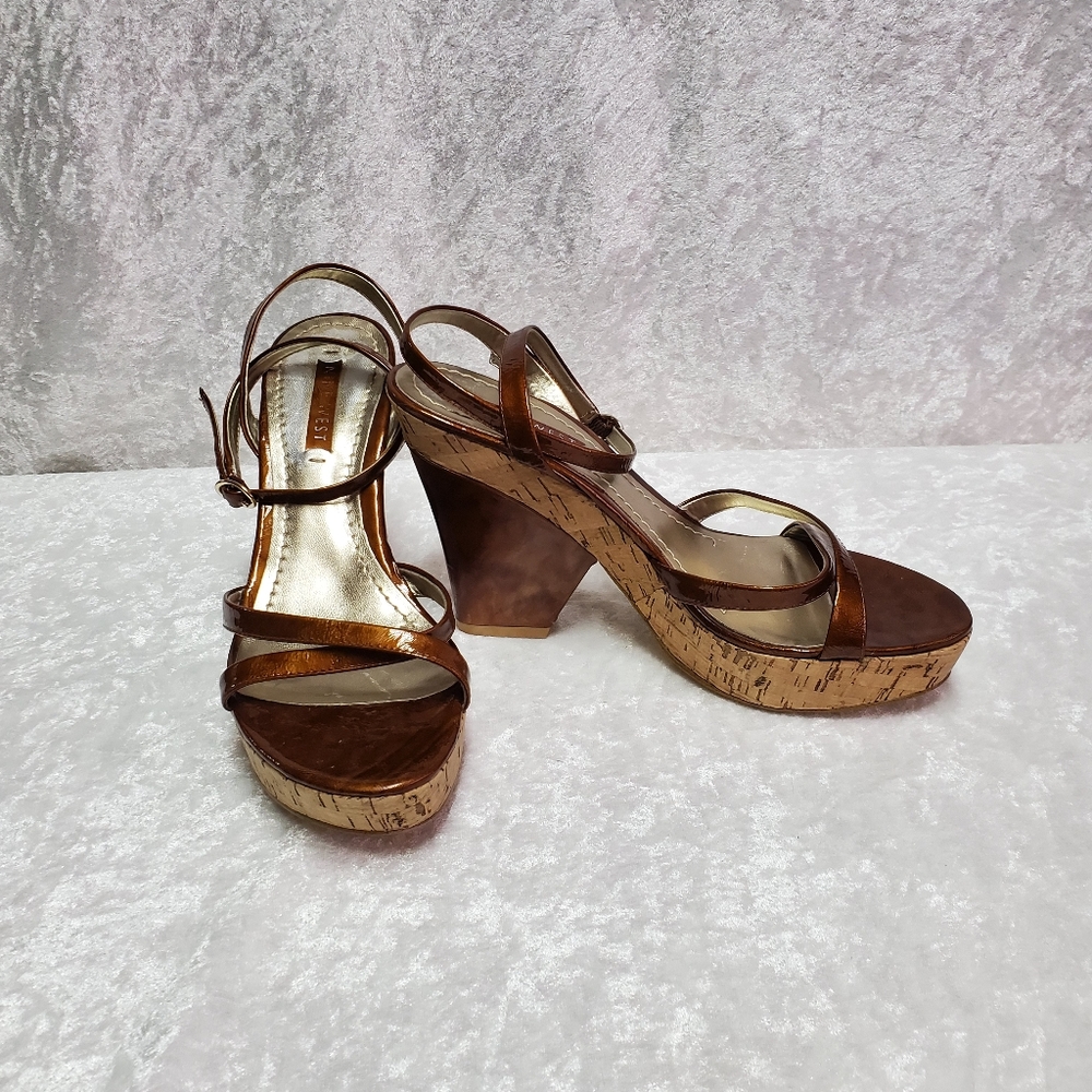 Nine west strappy wedge heels rust color
